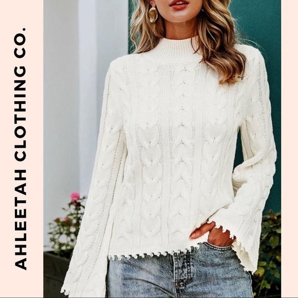 BELLA Cable Bell Sleeve Turtle Neck Sweater - Picture 6 of 6